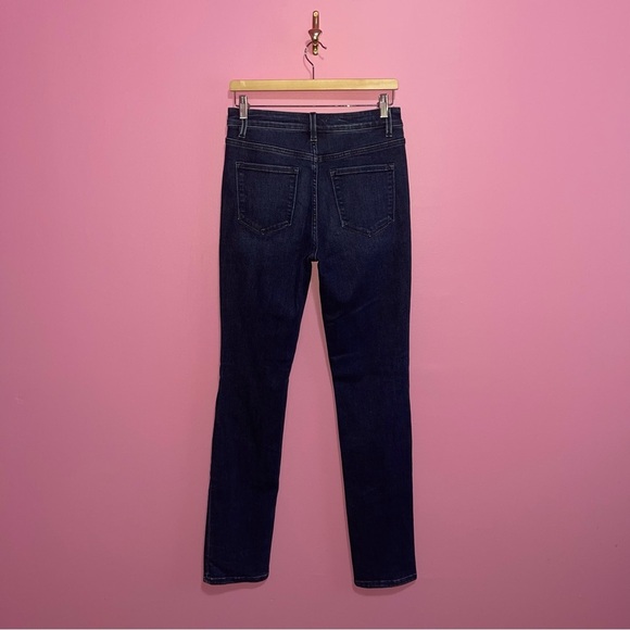 Flying Monkey Jeans Women's Size 28 Dark Blue Wash Straight Split Hem High Rise - Picture 7 of 13